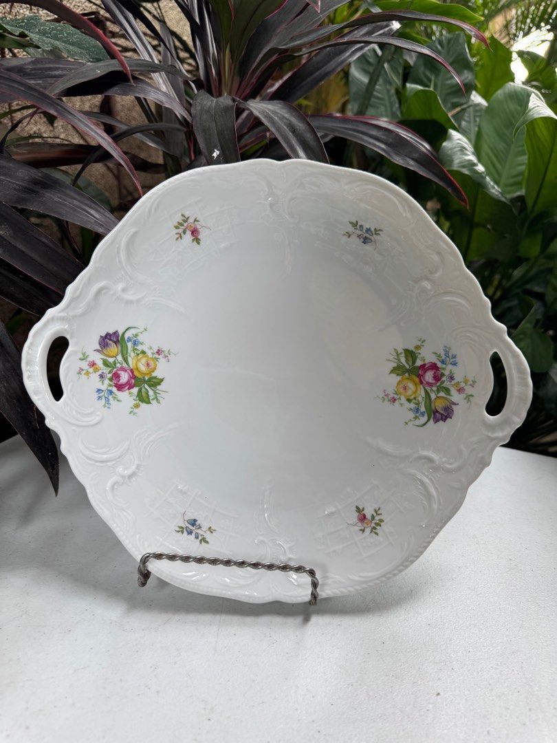 One piece handled rosenthal classic rose cake plate (Category: Dinnerware & Cutlery) located in Davao. Submitted by parteawares2 (Listing ID 1335184406, Image 3). Description: One piece classic rose rosenthal handled floral plate made in Germany . Very pretty in actual with embossed design .