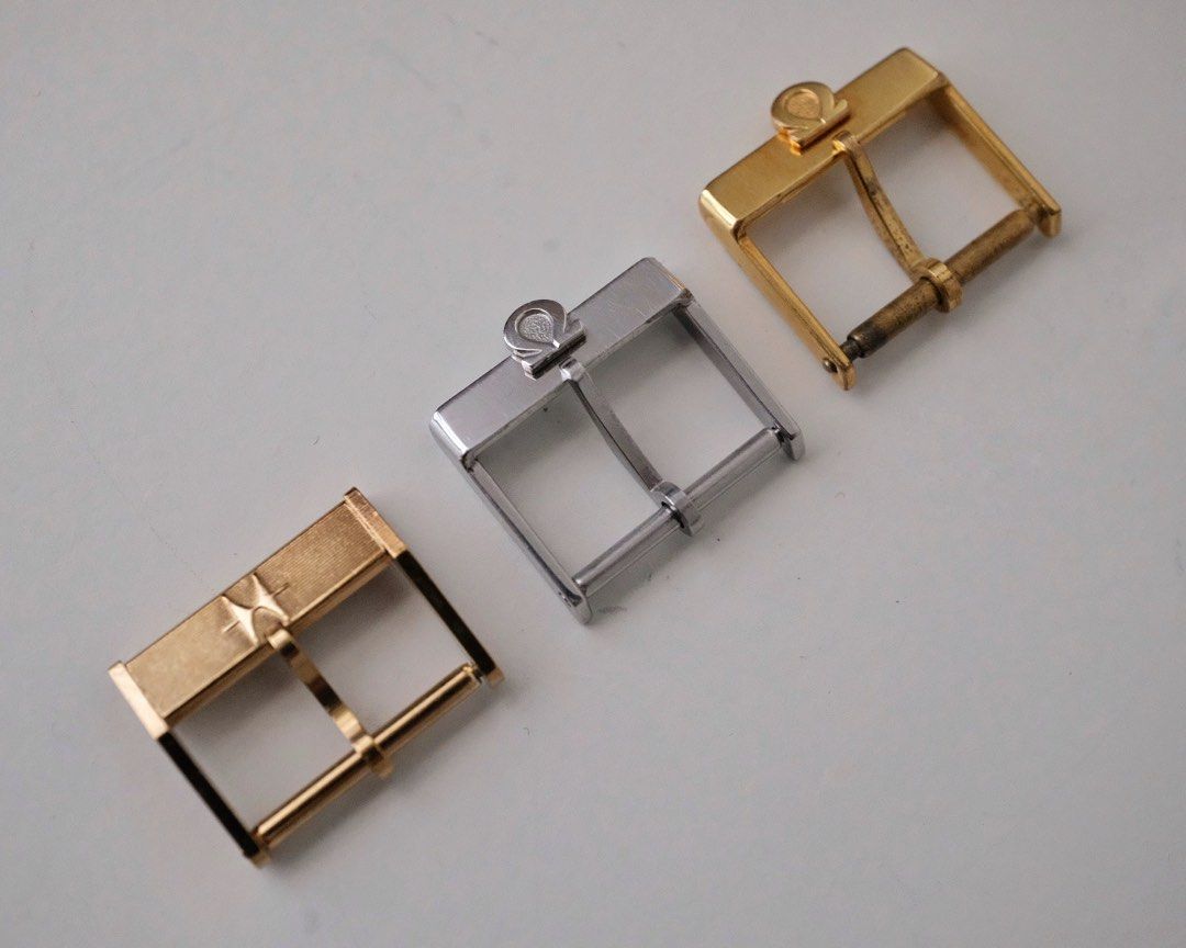 Original Vintage Omega Hamilton Leather Strap Buckle 16mm in Gold Plated Stainless Steel