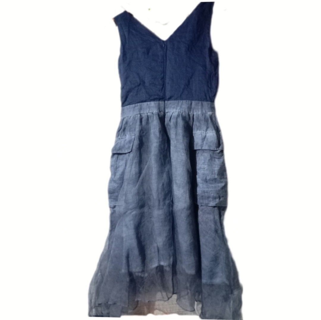 S GOLDBAG 2 TONE MIX FAB V NECK CARGO POCKET MIDI DRESS Women s Fashion Dresses Sets Dresses on Carousell