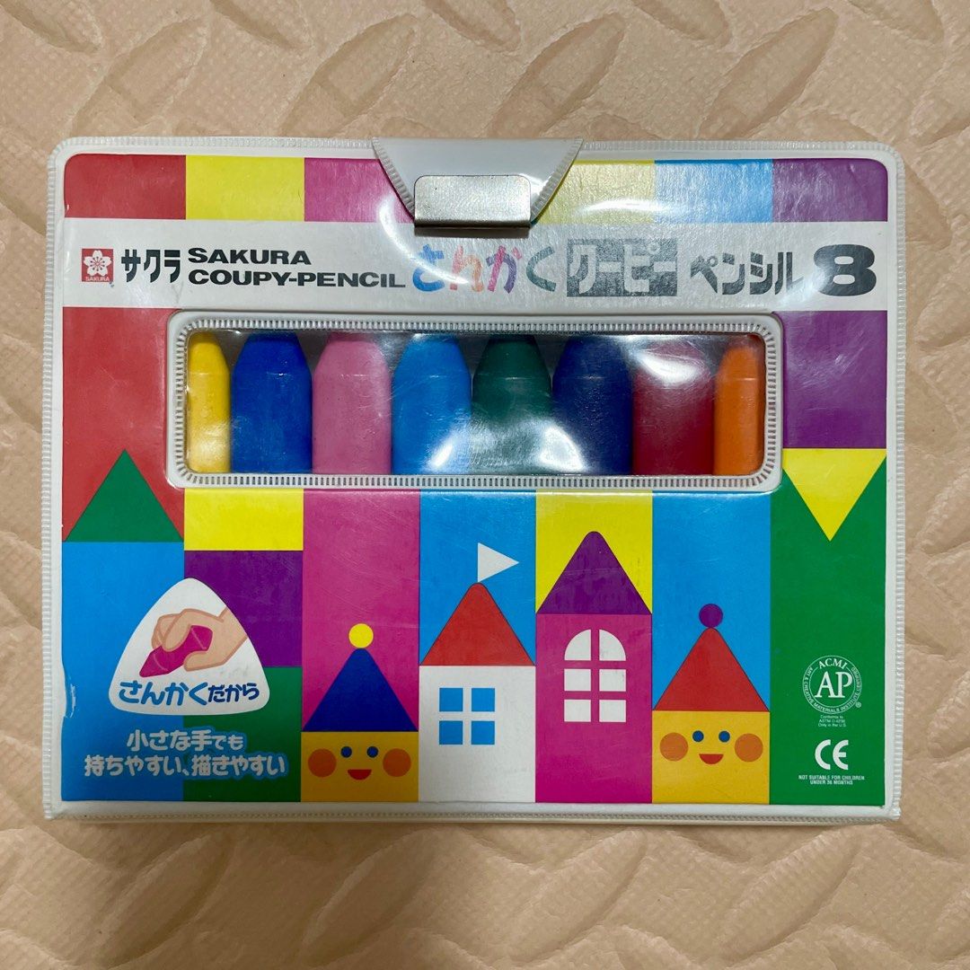 Sakura Coupy Pencil Crayon| Erasable Mini Crayons for Toddler (Category: Stationery & School Supplies) located in Pasig City. Submitted by happyen (Listing ID 1335137162, Image 1). Description: - Durable. This particular crayon is hard to break - Not sticky/waxy - Erasable. Drawing marks on other surfaces can be wiped off using wet cloth or eraser RFS: we have another set.