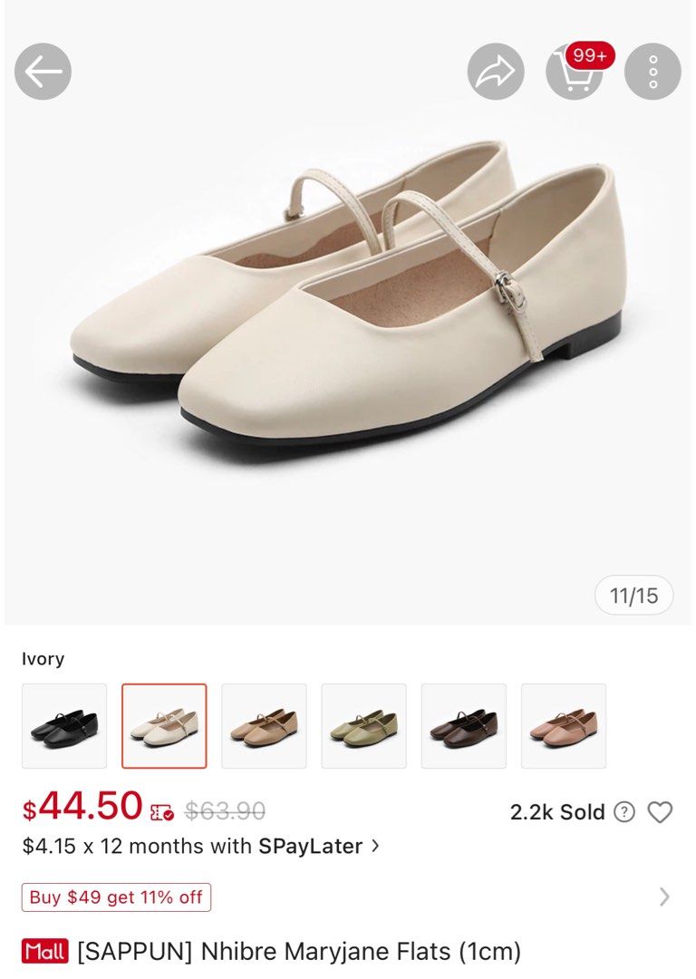 Sappun Nhibre Maryjane Flats (1cm), Women's Fashion, Footwear