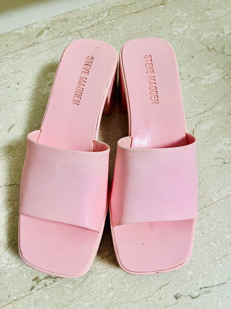 Steve Madden Pink Rubber Slide Heels Gucci slides, Women's Fashion