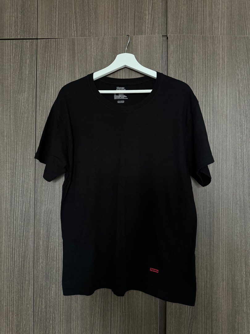 Supreme hanes tagless tees black outlet