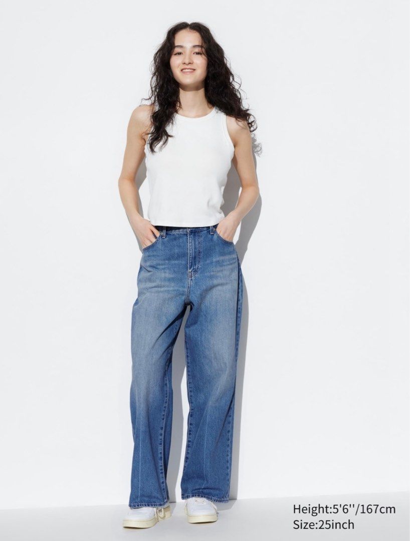 Uniqlo Wide Straight Jeans, Women's Fashion, Bottoms, Jeans