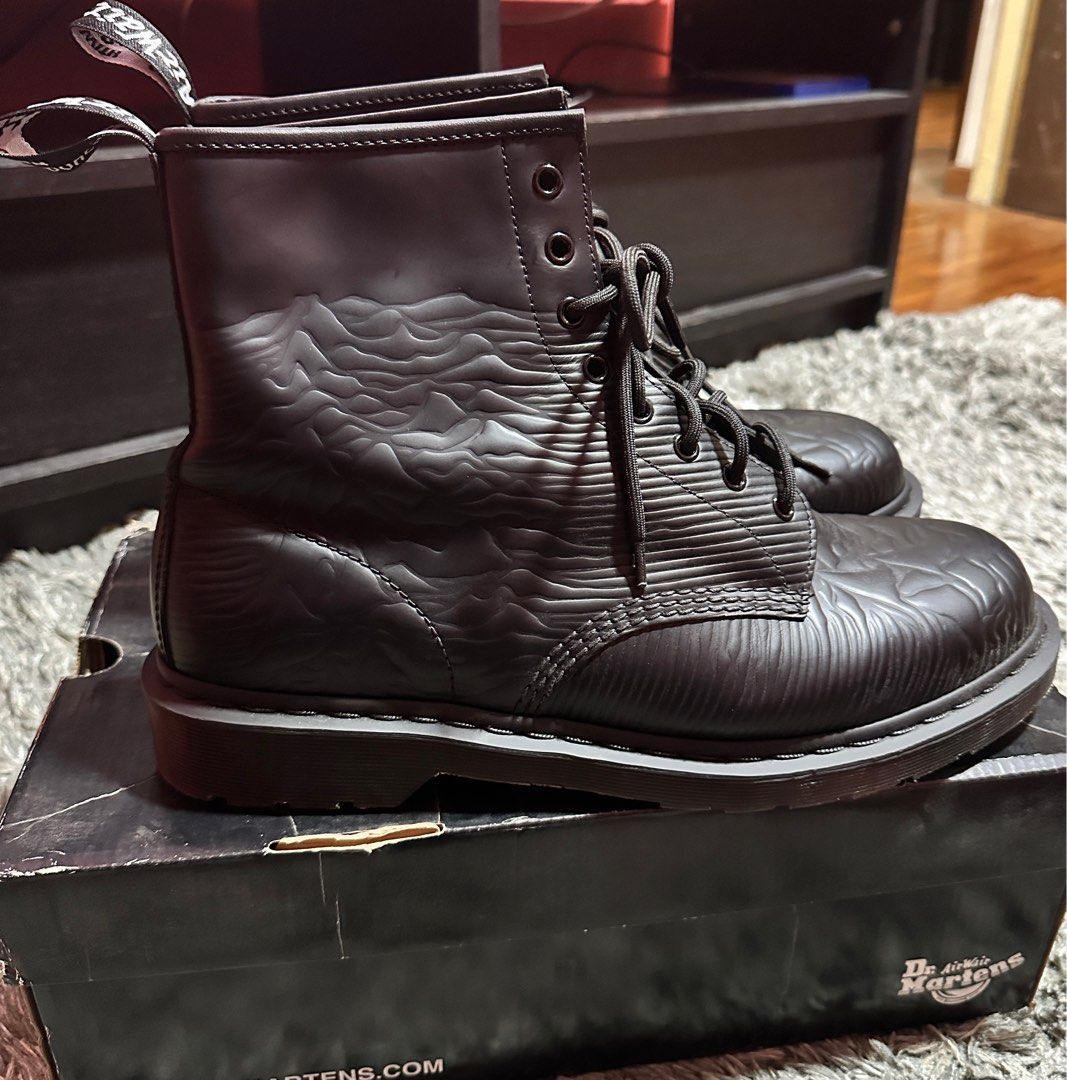 UNKNOWN PLEASURES DR MARTENS X JOY DIVISION BOOTS Men s Fashion Footwear Boots on Carousell