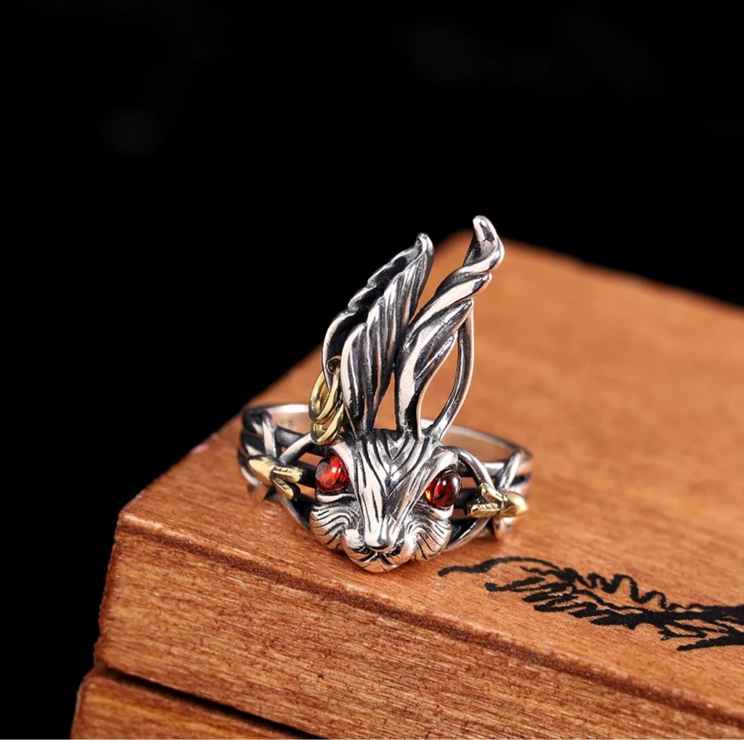 Piercing A Rabbit Vintage dark gothic piercing angry rabbit silver rings, Women's Fashion ...