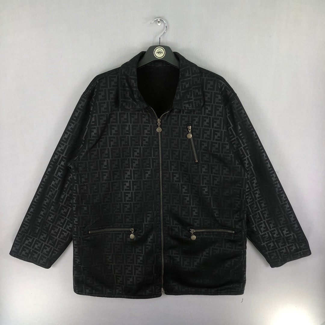 Vintage Fendi Monogram Reversible Jacket Big Logo Men s Fashion Coats Jackets and Outerwear on Carousell