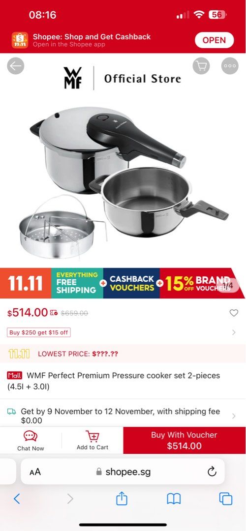 WMF perfect pro pressure cooker 3.0 6.5L