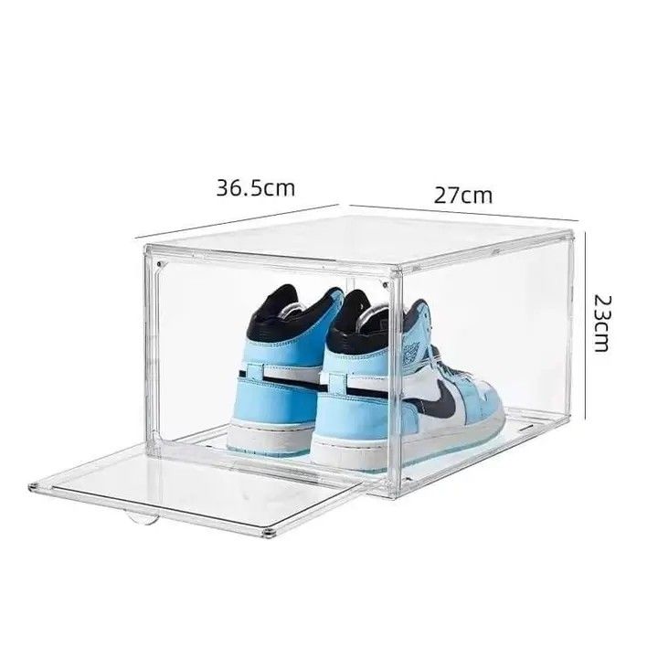 Acrylic shoe box Magnetic side drop shoe box Stackable Large Sneaker ...