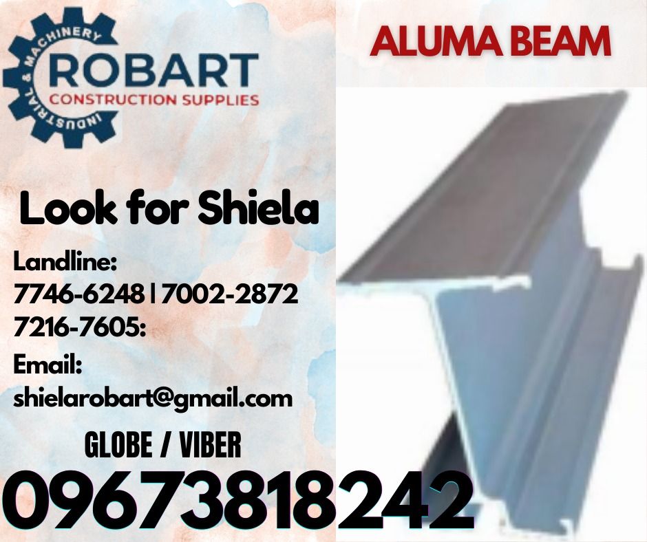 ALUMA BEAM (Category: Construction Tools & Equipment) located in Caloocan City. Submitted by shielaroba44709 (Listing ID 1335288725, Image 1). Description: ALUMA BEAM M-037 Size: 85mm × 122mm 𝑹𝑶𝑩𝑨𝑹𝑻 𝑪𝑶𝑵𝑺𝑻𝑹𝑼𝑪𝑻𝑰𝑶𝑵 𝑺𝑼𝑷𝑷𝑳𝑰𝑬𝑺 Office Address: 1405 Yuseco St. Sta Cruz Manila SEND US MESSAGE FOR INQUIRIES ‼️ ‼️ Call: 09673818242 / 09662708845 Vibr - (09673818242) Landline: (𝟩𝟩𝟦𝟨-𝟨𝟤𝟦𝟪) / (𝟩𝟢𝟢𝟤-𝟤𝟪𝟩𝟤) / (𝟩𝟤𝟣𝟨-𝟩