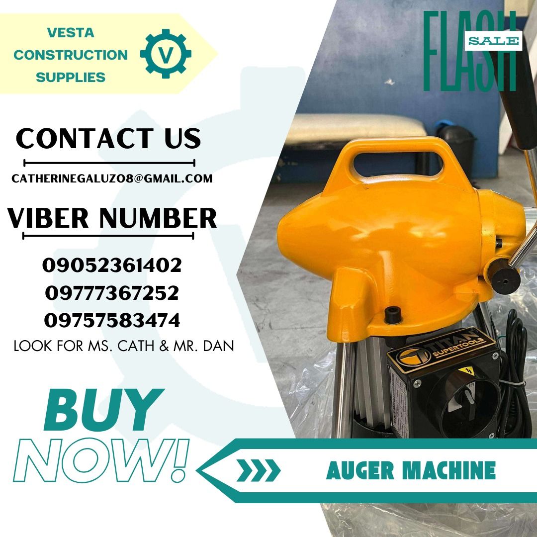 AUGER MACHINE (Category: Construction Tools & Equipment) located in Manila. Submitted by cathvesta_sales (Listing ID 1335242691, Image 1). Description: .