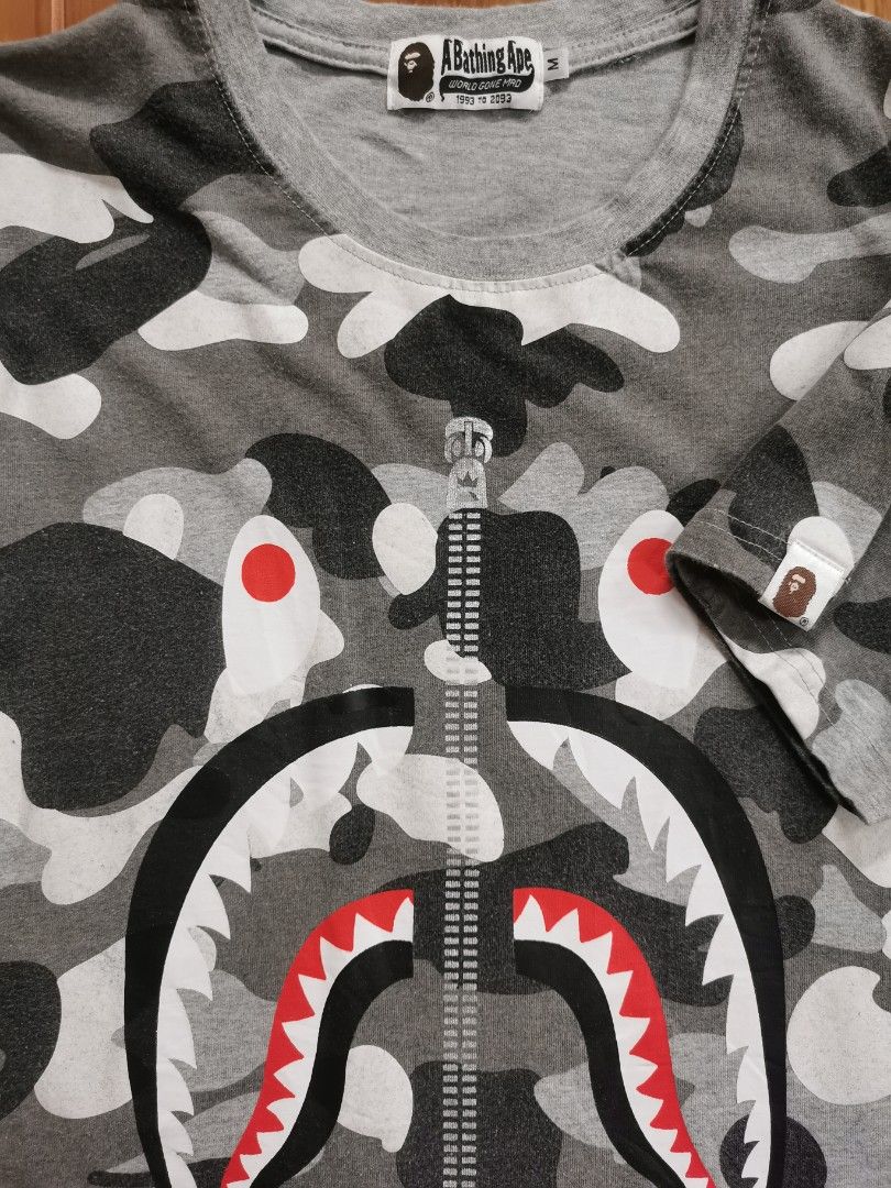BAPE A Bathing Ape Zipper Shark Camo T Shirt Men s Fashion Activewear on Carousell