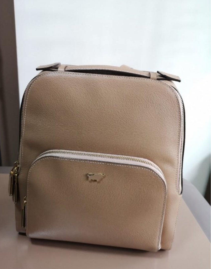 Braun Buffel beige coloured genuine leather professional backpack