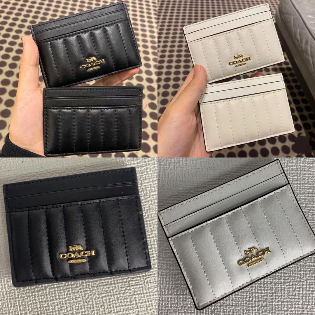 Coach Card Case with Linear Quilting Card Holder Women