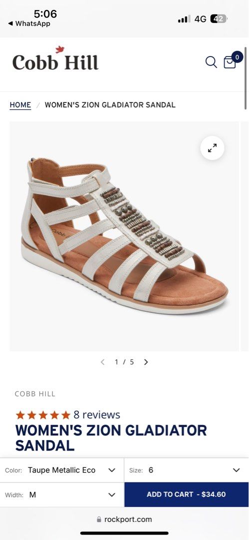 Cobb Hill Rockport Group Gladiator Sandals Black White Roman US 8 EU39,  Luxury, Sneakers \u0026 Footwear on Carousell