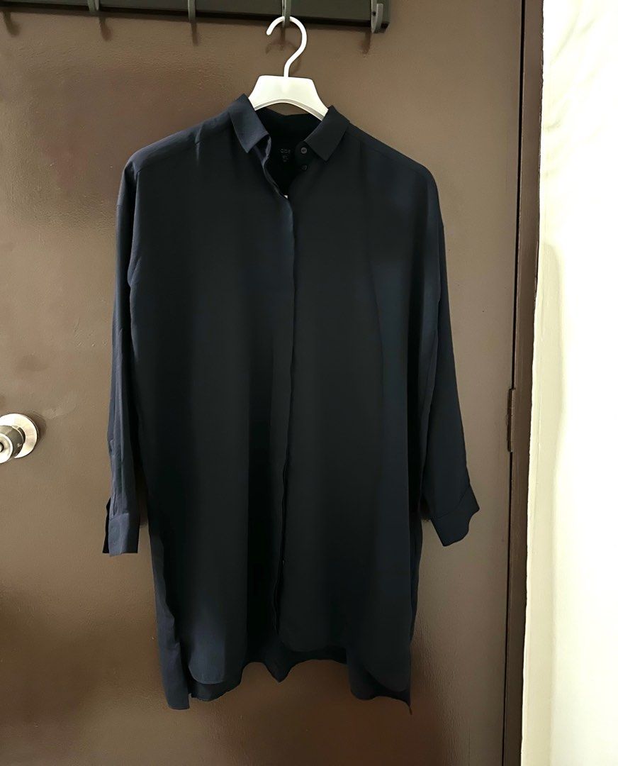 COS Navy Blue Long Sleeved Shirt Dress, Women's Fashion, Dresses & Sets,  Dresses on Carousell