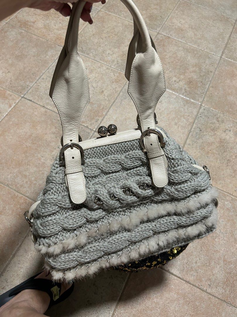 Ferragamo wool knitted/ leather bag, Women