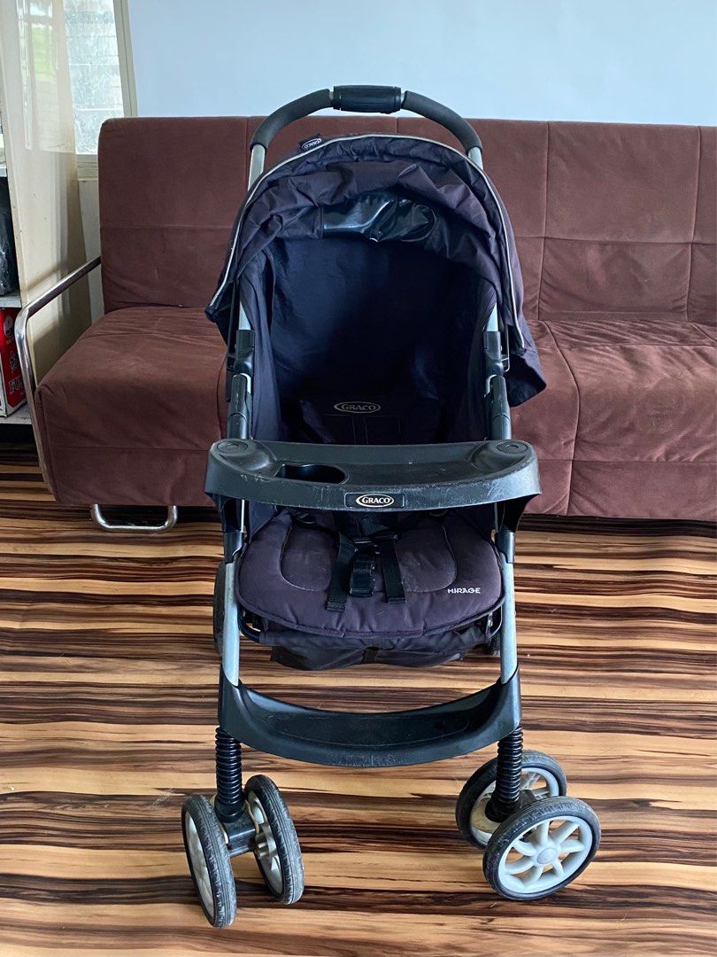 Graco Mirage Plus Baby Kids Stroller (Category: Strollers) located in Taguig. Submitted by RoseTags (Listing ID 1335354808, Image 2). Description: -Full Reclined Backrest -With Canopy Hood -With Bumper Bar -2 in 1 Stroller System -Removable Fabrics -Belts Adjustable.