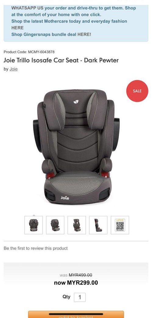 Joie trillo isosafe car seat