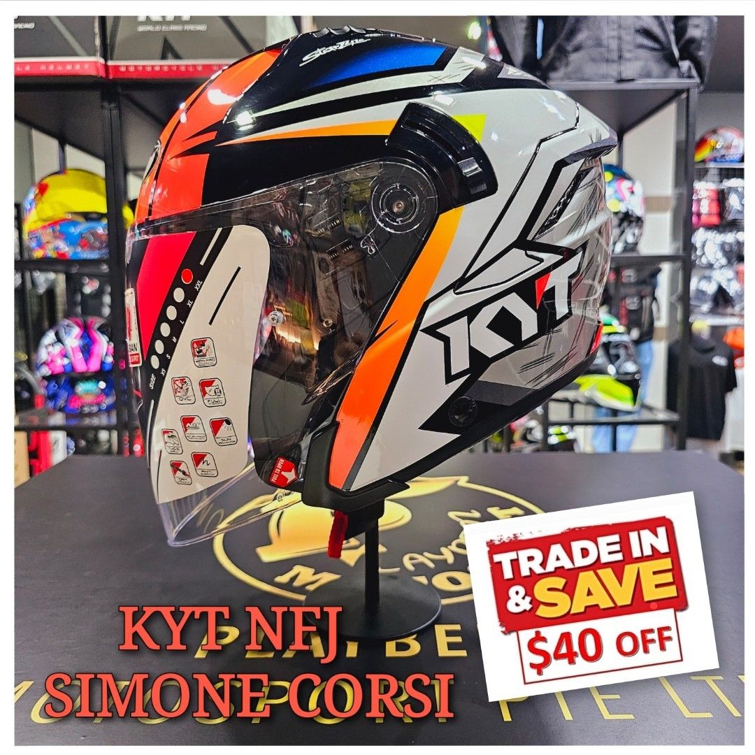 KYT NFJ SIMONE CORSI HELMET (TRADE IN 🔥🔥!!), Motorcycles