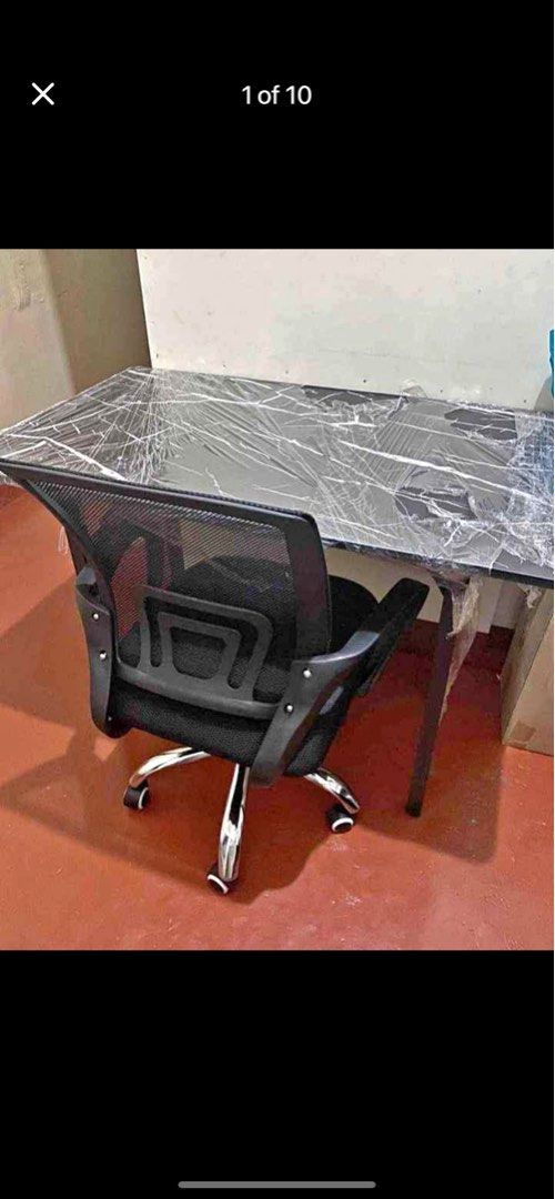 Office chair and foldable computer table (Category: Office Furniture & Fixtures) located in Manila. Submitted by kellychz (Listing ID 1335395909, Image 1). Description: Office chair and foldable computer table • ganda quality • libre assemble • on hand • brand new Available sizes ‼️ 80 x 40 100 x 50 100 x 60 120 x 40 120 x 60 Mode of payment: • cod • gcash Order now 🩵😇 .