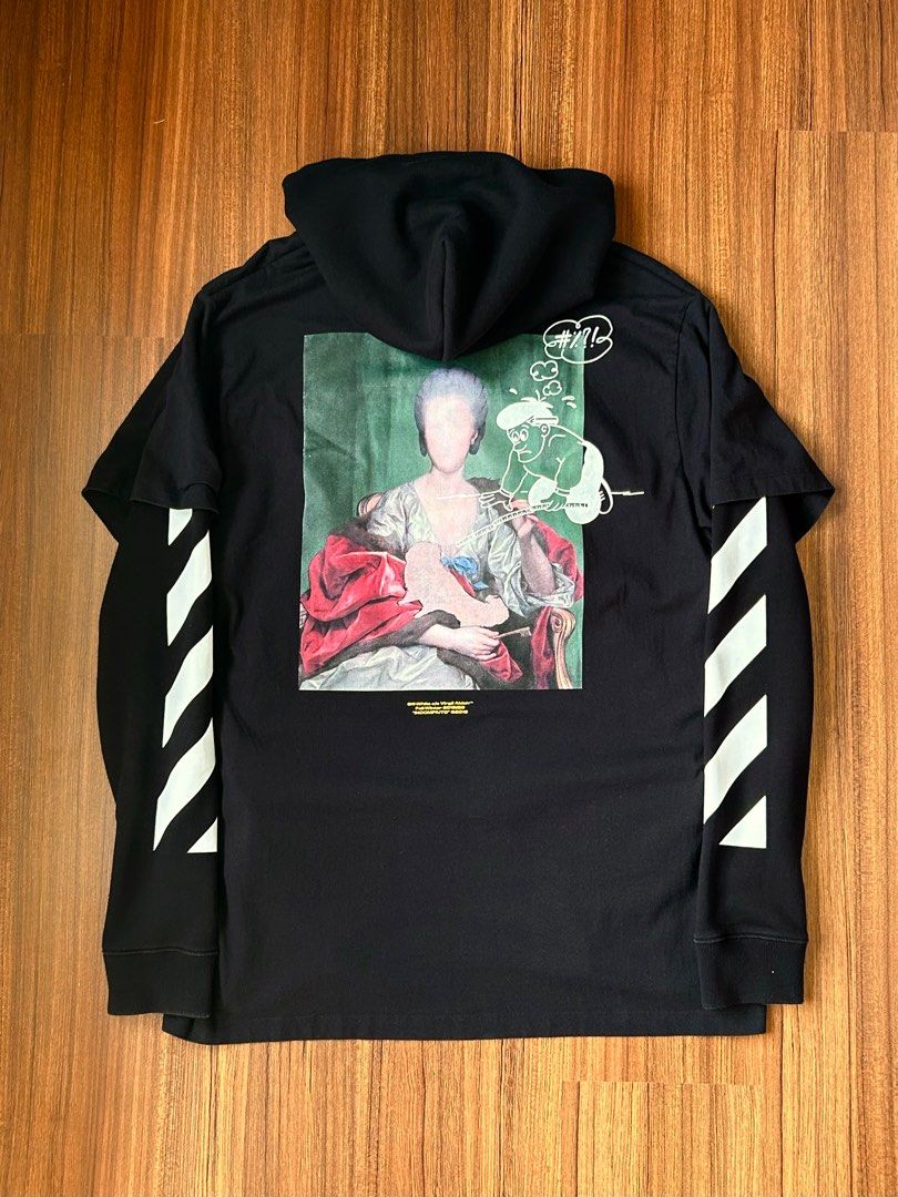 Off White Diag Mariana De Silva Double Tee T Shirt hoodie FW2019 Similar to Supreme Givenchy Palace Stussy BAPE FOG Men s Fashion Coats Jackets and Outerwear on Carousell