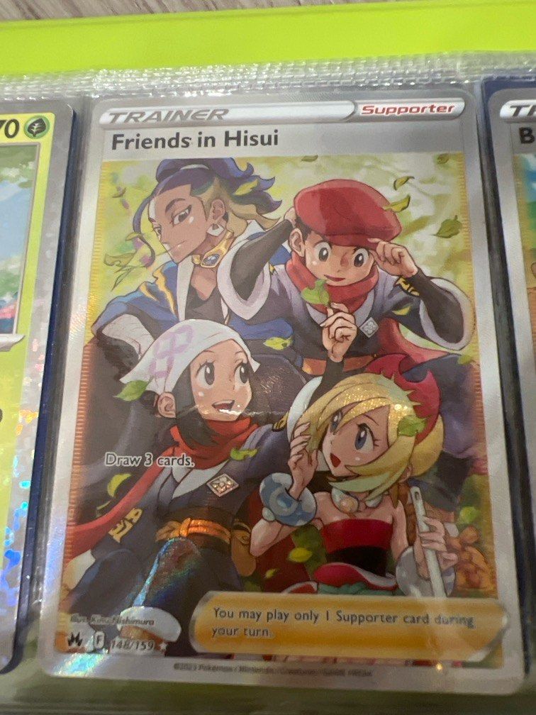 Original pokemon cards. Friends in Hisui ($10). Barry ($5.50), Hobbies &  Toys, Toys & Games on Carousell