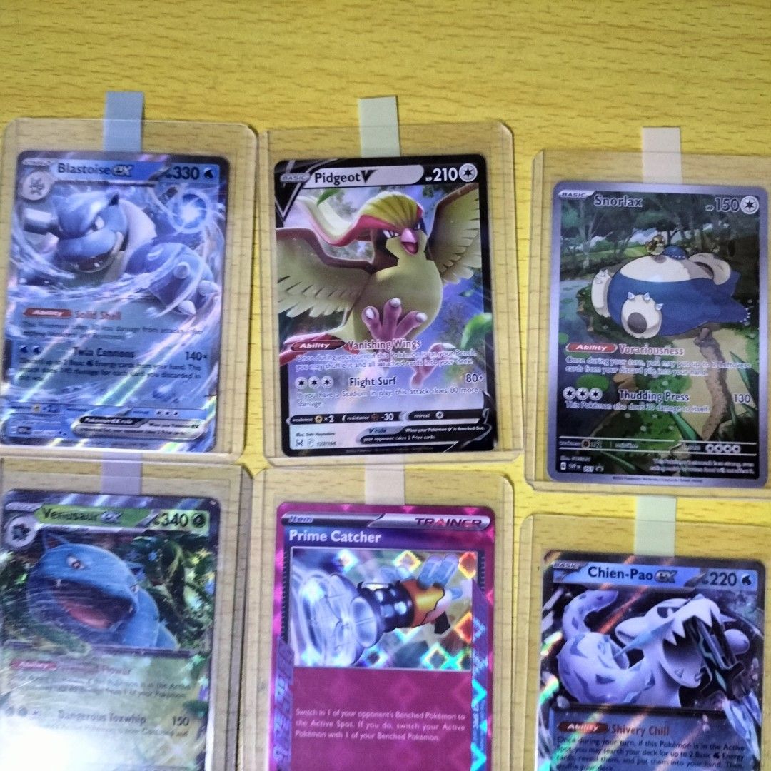 pokemon card prime catcher blastoise ex pidgeot v snorlax venusaur ex  rayquaza v chien pao ex eevee, Hobbies & Toys, Toys & Games on Carousell