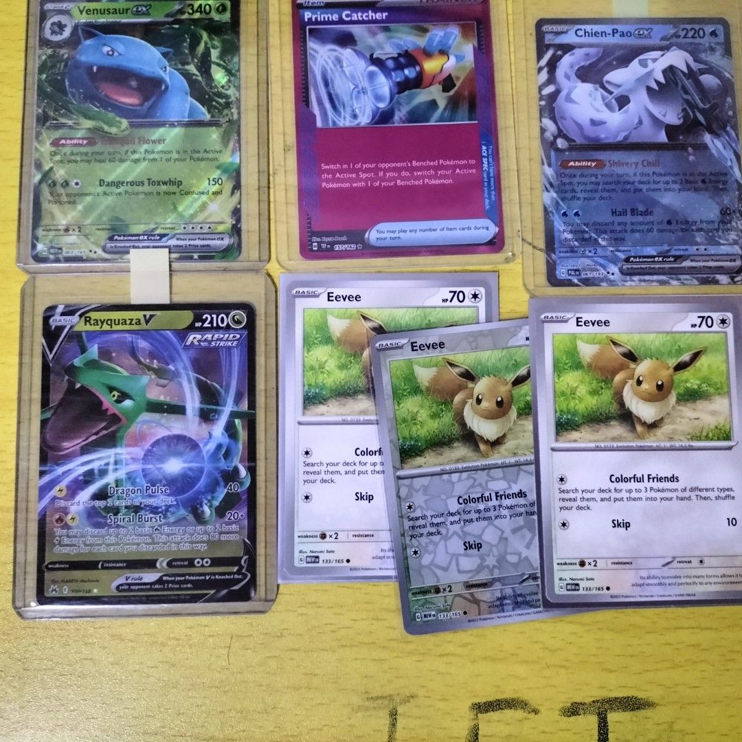 pokemon card prime catcher blastoise ex pidgeot v snorlax venusaur ex  rayquaza v chien pao ex eevee, Hobbies & Toys, Toys & Games on Carousell
