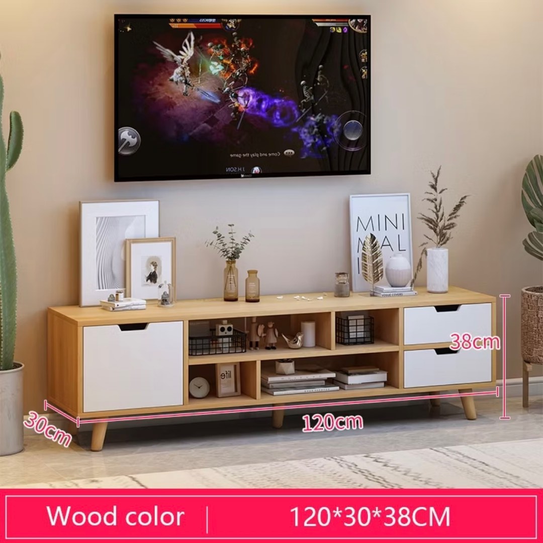 Premium Wooden TV Console | Minimalistic Double Layered Living Room TV ...