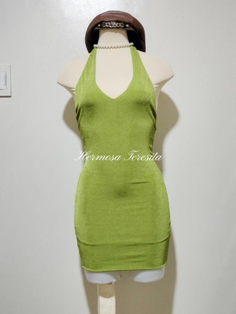 navy blue dress for baby girl Green Mini Backless Dress with Crystals – Annie's Ibiza Online