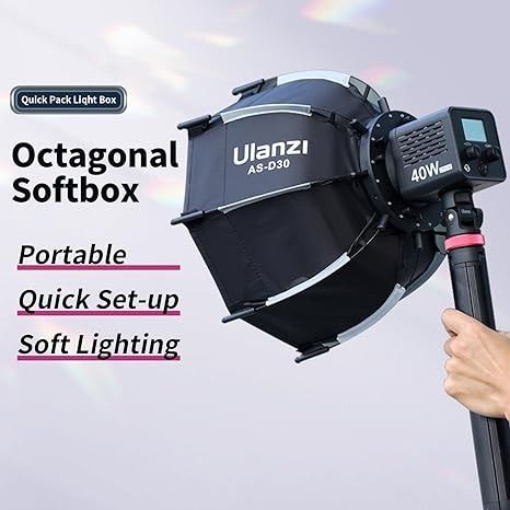 ULANZI AS-D30 SOFTBOX LT028 (Category: Camera Bags & Carriers) located in San Juan City. Submitted by urbangiz_greenhillsmall (Listing ID 1335342795, Image 3). Description: About this item > Note❗❗It's a Mini Bowens Mount Octagon Softbox Octagonal Speedlite, not a Standard Bowens > Mount. Please check you device before purchase. > Perfect Match for COB Lights: Mini Bowens mount, ideal for a wide range of lights from Ulanzi. > Easy-to-carry Design