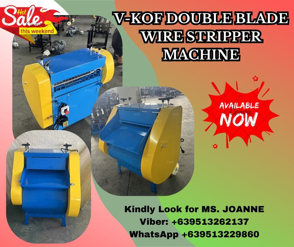 V-KOF DOUBLE BLADE WIRE STRIPPER MACHINE (Category: Construction Tools & Equipment) located in Caloocan City. Submitted by vedadacian34812 (Listing ID 1335264640, Image 1). Description: Terms of Payment: 💰50% Security Deposit for processing of unit✔️ 💰50% Cash Upon Delivery or pick up Along PasigArea✔️ .