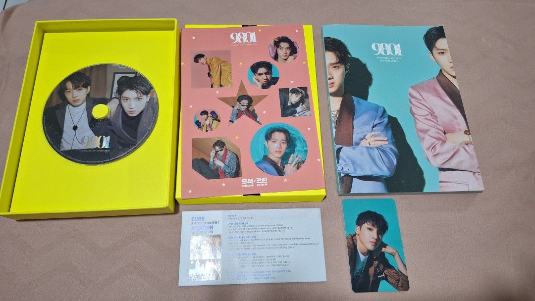 Wooseok & Kuanlin 9801 album (Category: CDs & DVDs) located in Manila. Submitted by tinypluto (Listing ID 1335371739, Image 2). Description: Decluttering! Complete set! Payment first via Gcash or BPI before shipping out. Shipping via Grab, Lalamove, JnT only; SF to be shouldered by buyer. :).