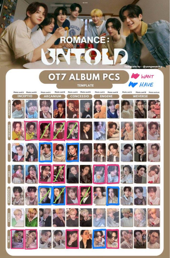 WTT/WTS] Enhypen Romance: Untold PC Photocard & Postcard, Toys