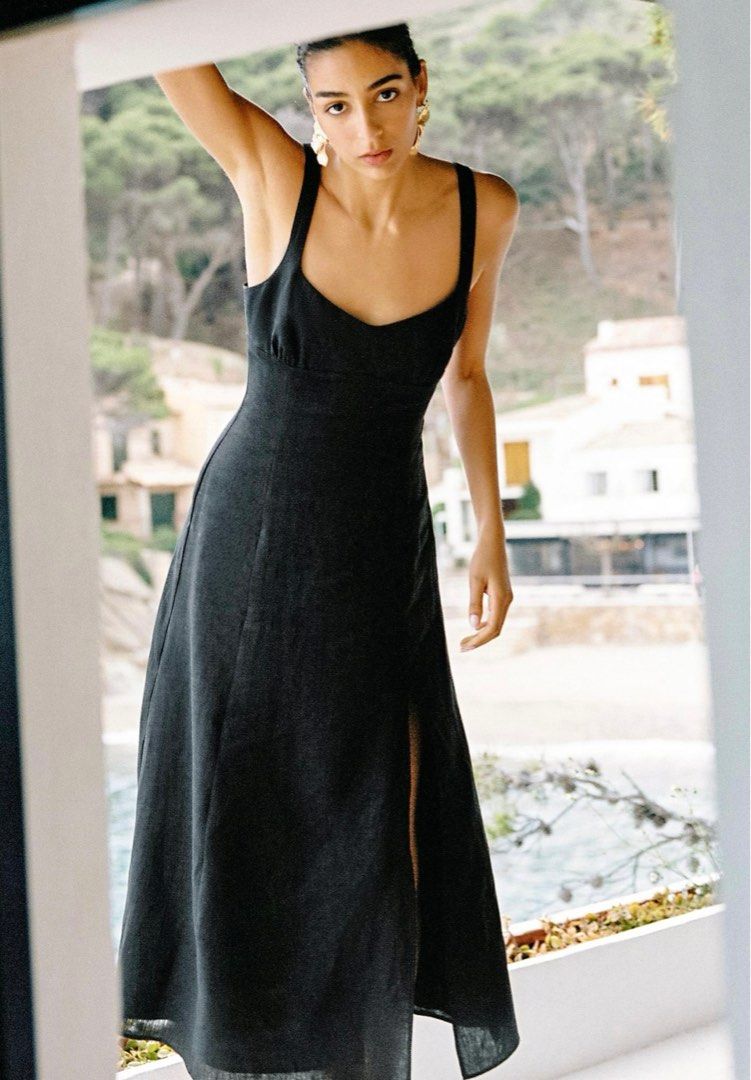 Zara Linen Long Strappy Dress, Women's Fashion, Dresses & Sets, Dresses on  Carousell