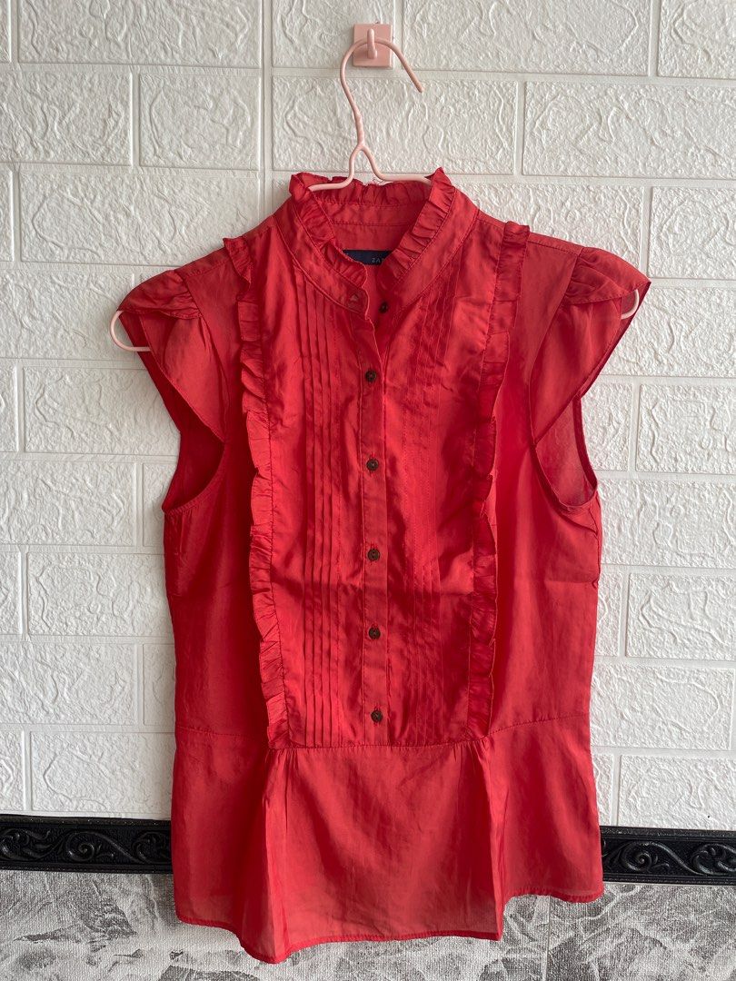 Zara Orange Top Zara Orange Top, Fesyen Wanita, Pakaian Wanita