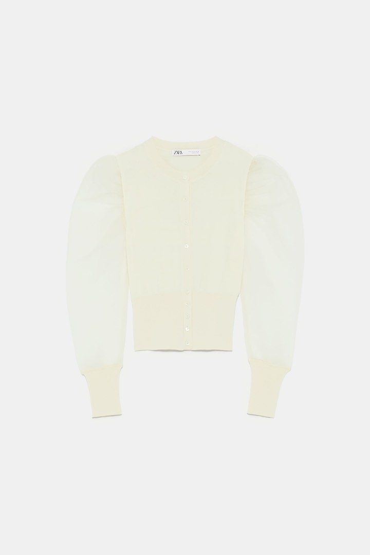 Zara organza sleeve cardigan hotsell