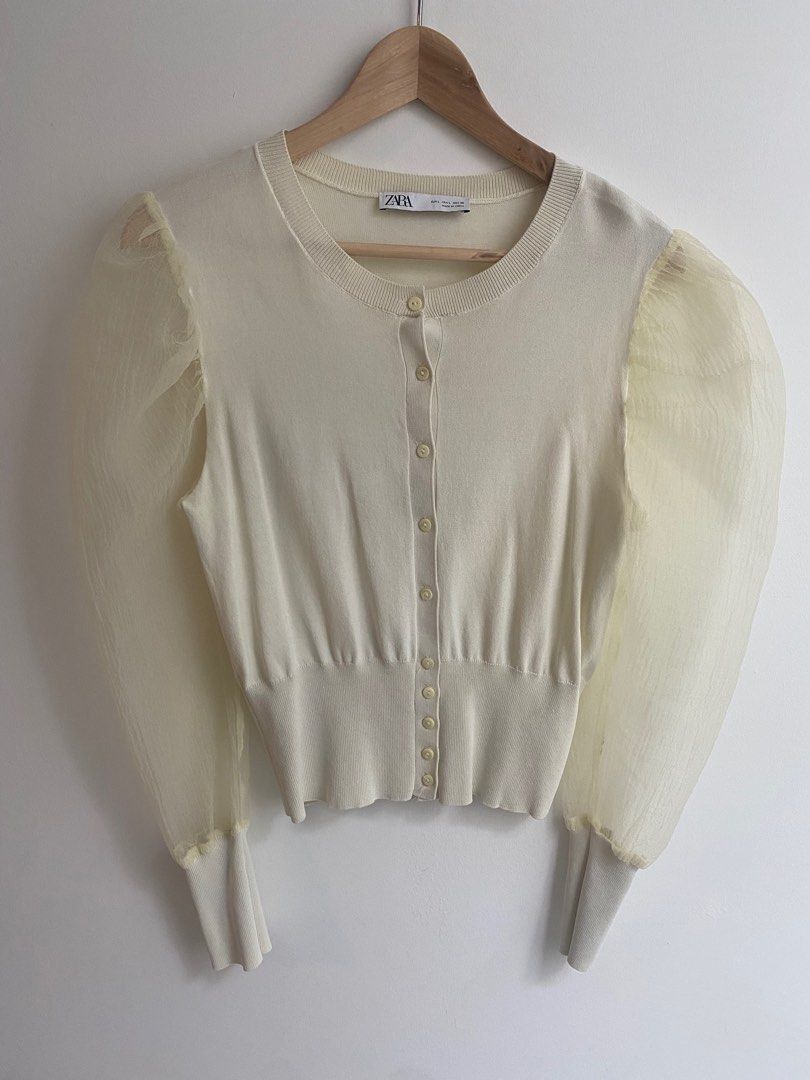 Zara Organza Sleeve Cardigan