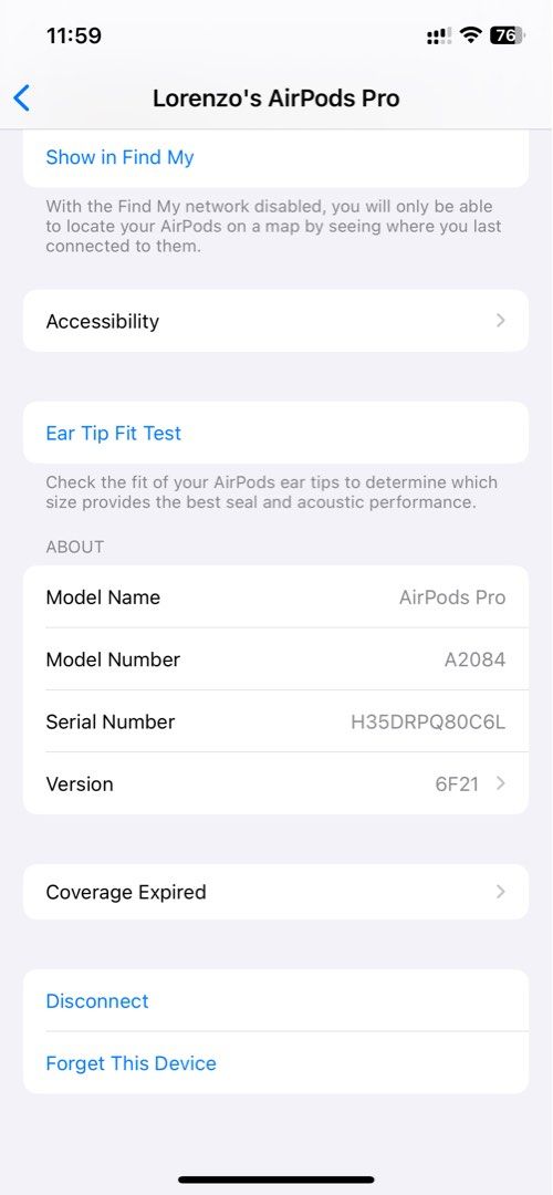Airpods Pro First Gen (Category: Earphones) located in Paranaque City. Submitted by coldbrews (Listing ID 1339218439, Image 3). Description: selling for a friend :) bought in 2022 rfs: upgrade .