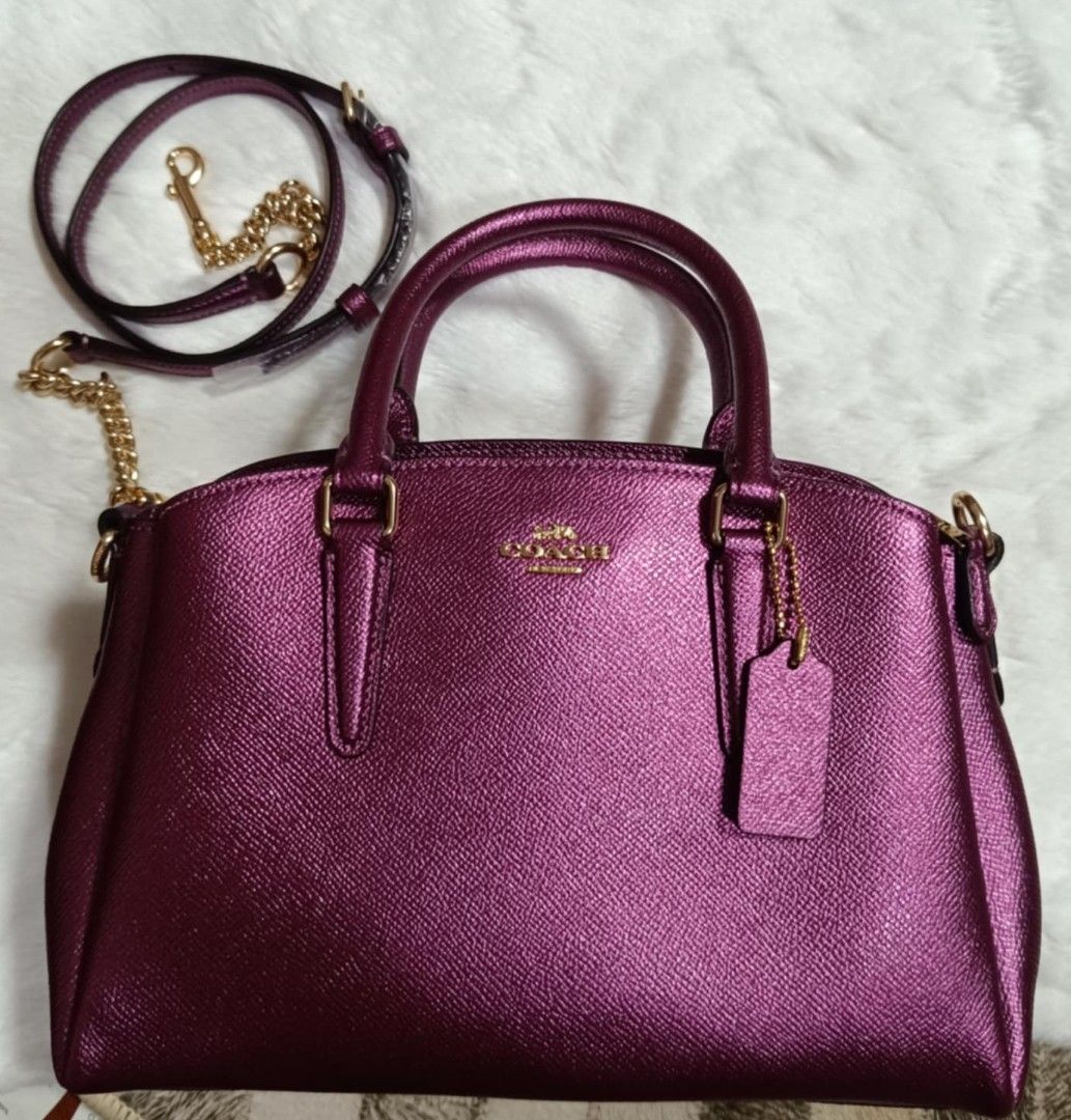 Authentic Coach Mini Surrey in Metallic Wine (Category: Luxury Bags & Wallets) located in Manila. Submitted by favepieces888 (Listing ID 1339261143, Image 3). Description: Brand new. Comes with sling. Bought in USA. #2024declutter.