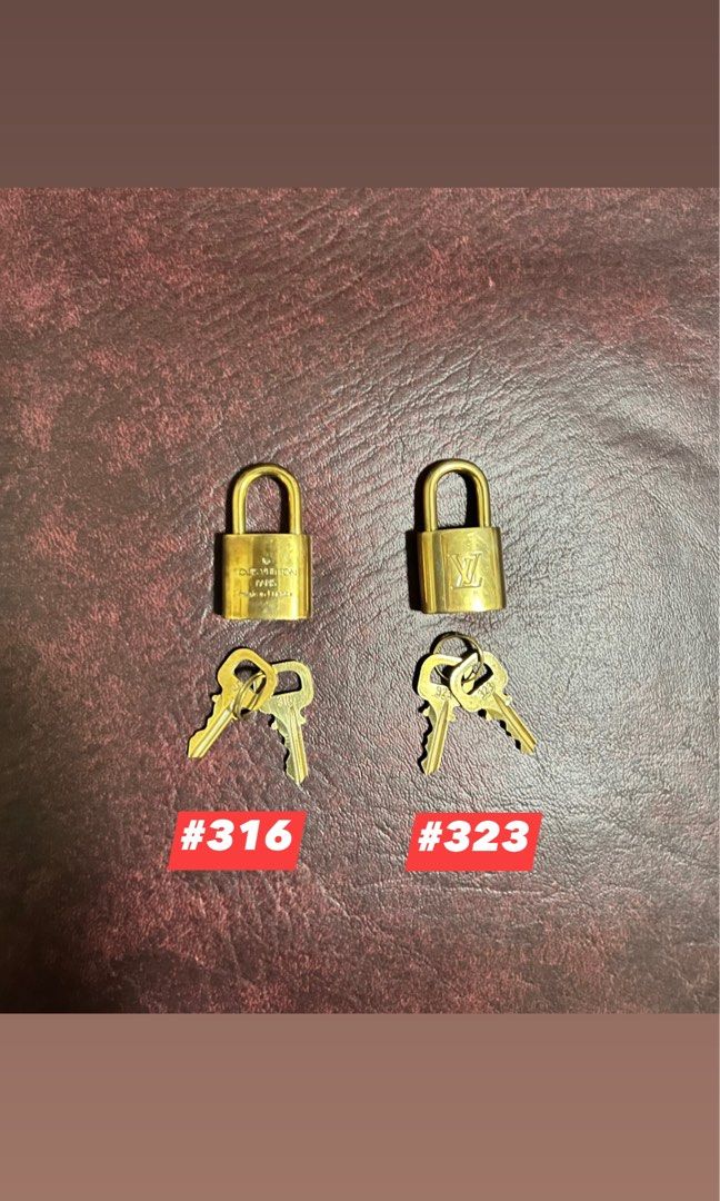 Authentic LV lock&key / Lock set (Category: Luxury Bags & Wallets) located in Pasig City. Submitted by sheyfabph (Listing ID 1339315917, Image 1). Description: Authentic LV Lock & 2 keys 2300 / set Available numbers #316 #323.
