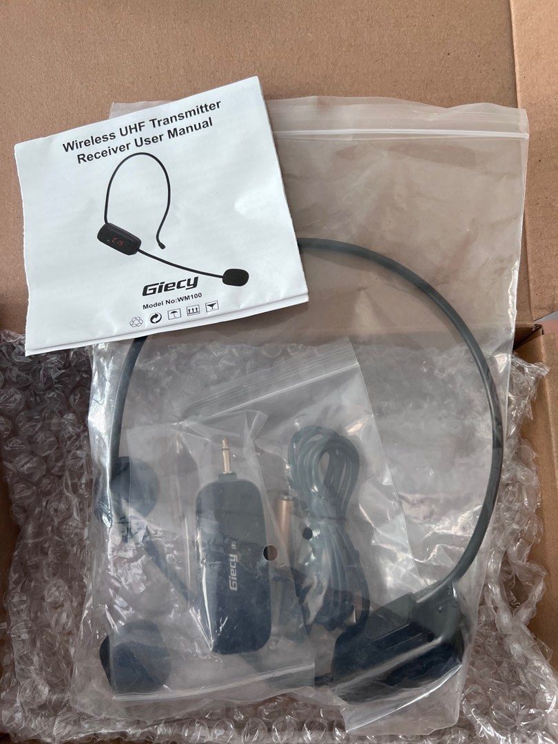giecy wireless uhf transmitter receiver microphone headset headphones