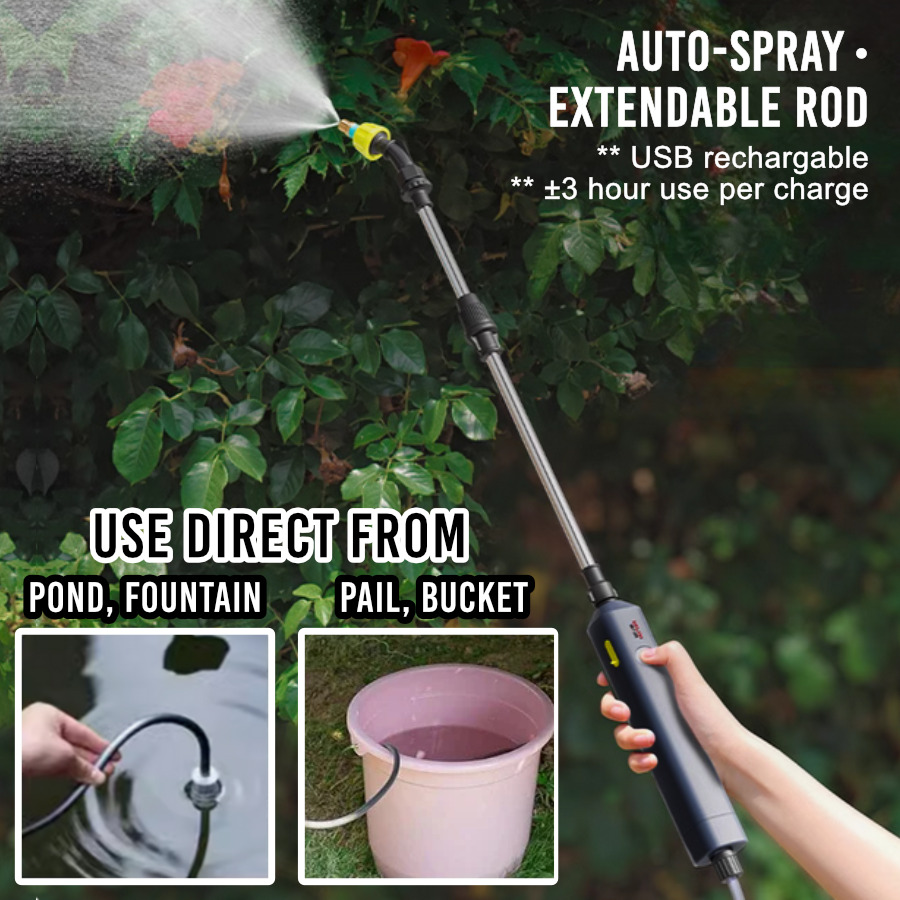Handheld auto plant, garden, water sprayer set: extendable wand, 3 ...