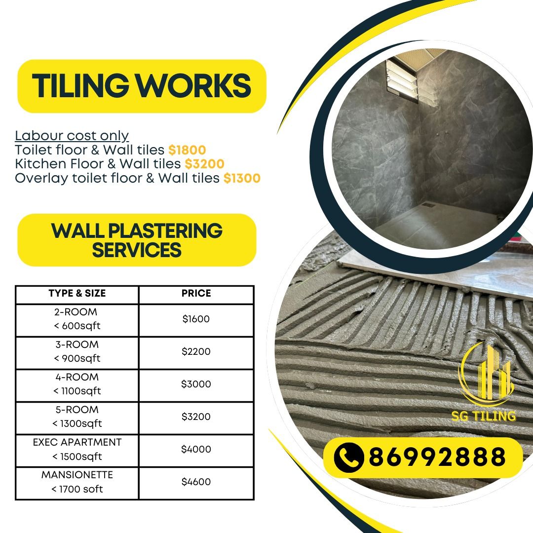 Reno works/SG Reno/Home makeover/Home Renovation / Tiling / Wall Plastering Services / HDB / Condo / Landed / Contractor / Cheap / Good Workmanship / Professional / Reliable / Certified62853067932033110