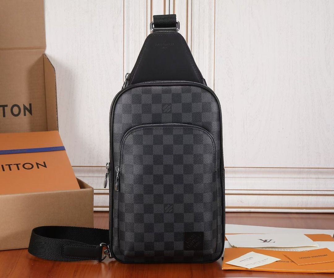 Louis Vuitton LV black checked crossbody bag Men s Fashion Bags Backpacks on Carousell