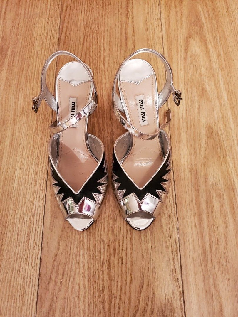 Miu Miu silver evening heels Miu Miu silver shoes Miu Miu silver pumps Miu Miu Miu Miu