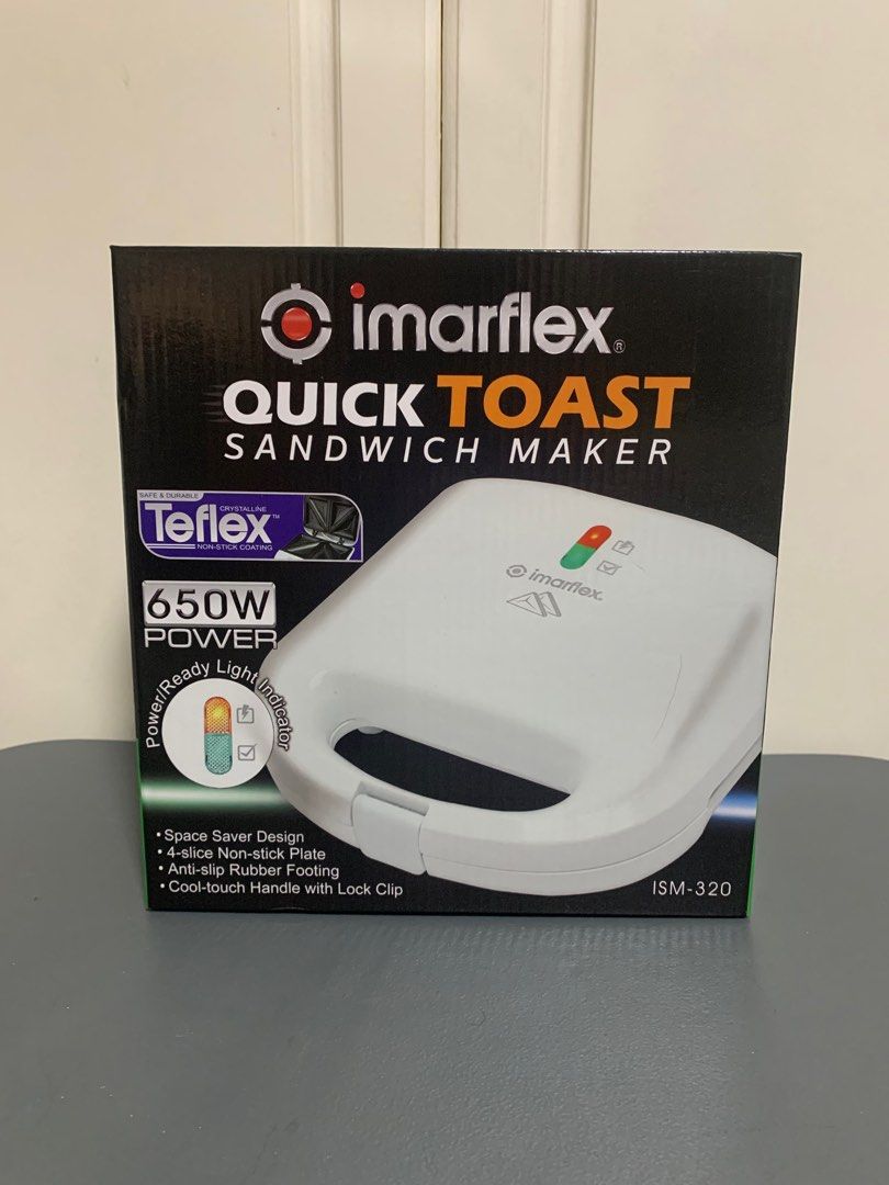 Imarflex Quick Toast Sandwich Maker (Category: Cookware & Accessories) located in Paranaque City. Submitted by mayan_q (Listing ID 1339330189, Image 1). Description: ✔ 💵💳Full-Payment via BDO or Gcash ✔️🚚🚀 Delivery fee will be shouldered by the buyer ✔ Sucat Parañaque or Ortigas area ‼️Manage your expectations ‼️ No Return No Exchange 📲 MESSAGE ME FOR ORDERS AND INQUIRIES .