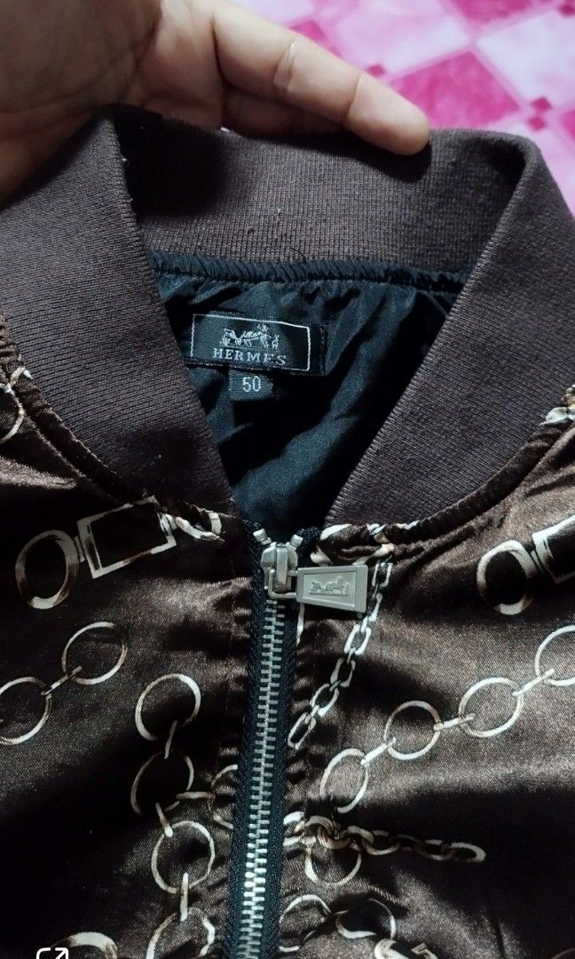 Ptpa (Category: Coats, Jackets and Outerwear) located in Manila. Submitted by esparciake75752 (Listing ID 1339241628, Image 3). Description: Hermes silk bomber jacket medium dimension 21x25 excellent condition pm me.