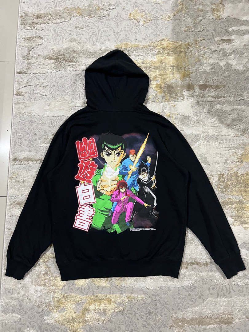เสื้อฮู้ดอนิเมะ YuYu Hakusho - เสื้อสเวตเตอร์แบบสวมหัวลำลองสำหรับ unisex พิมพ์ลาย สีดำ มีไซส์ S-4XL
